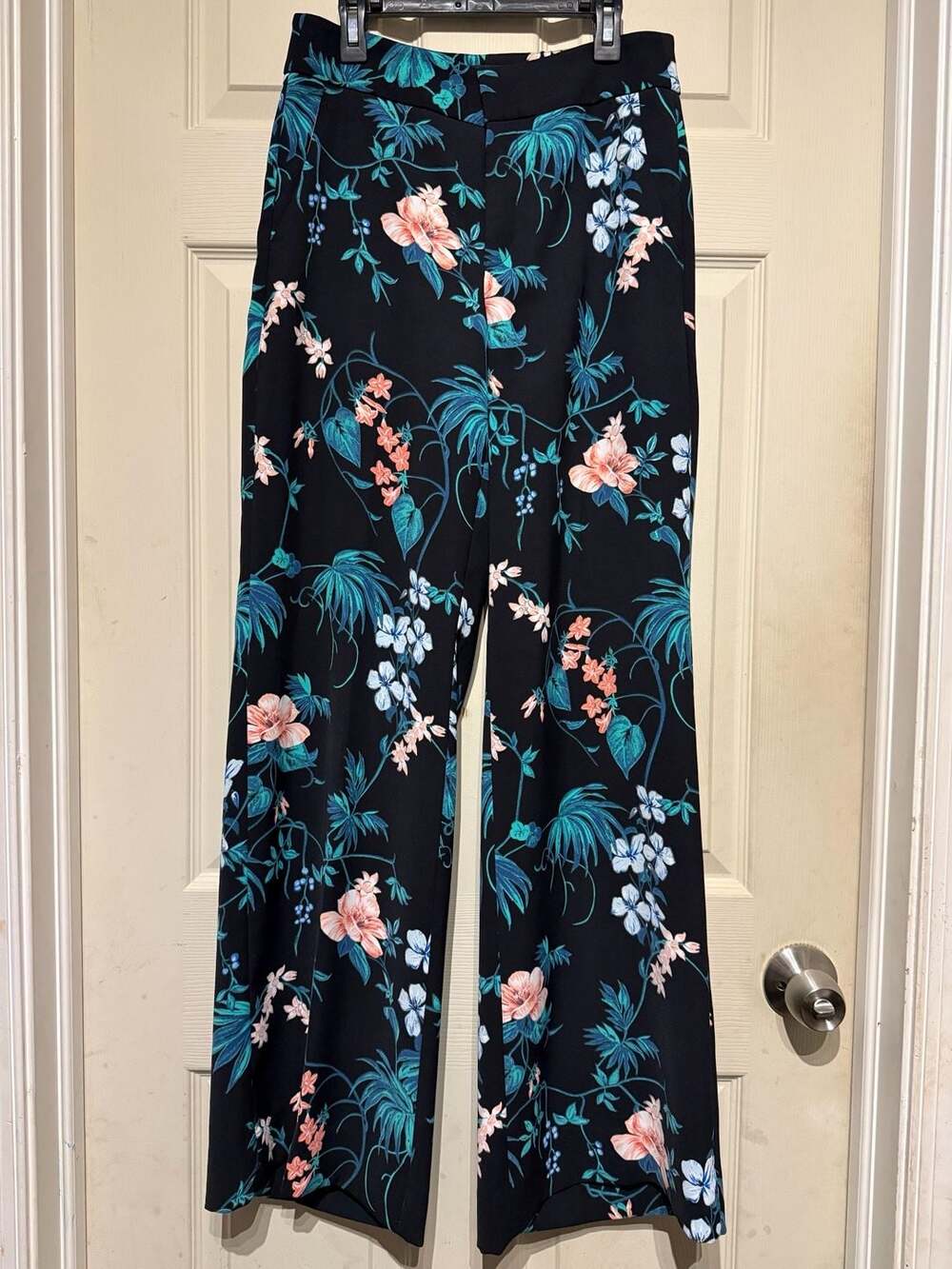 Banana Republic Floral Wide Leg Pants Size 0 Black Green